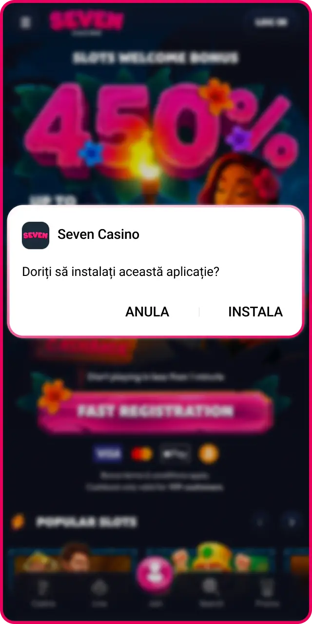 Descarcă fișierul APK direct pe dispozitivul tău de pe site-ul Seven Casino.