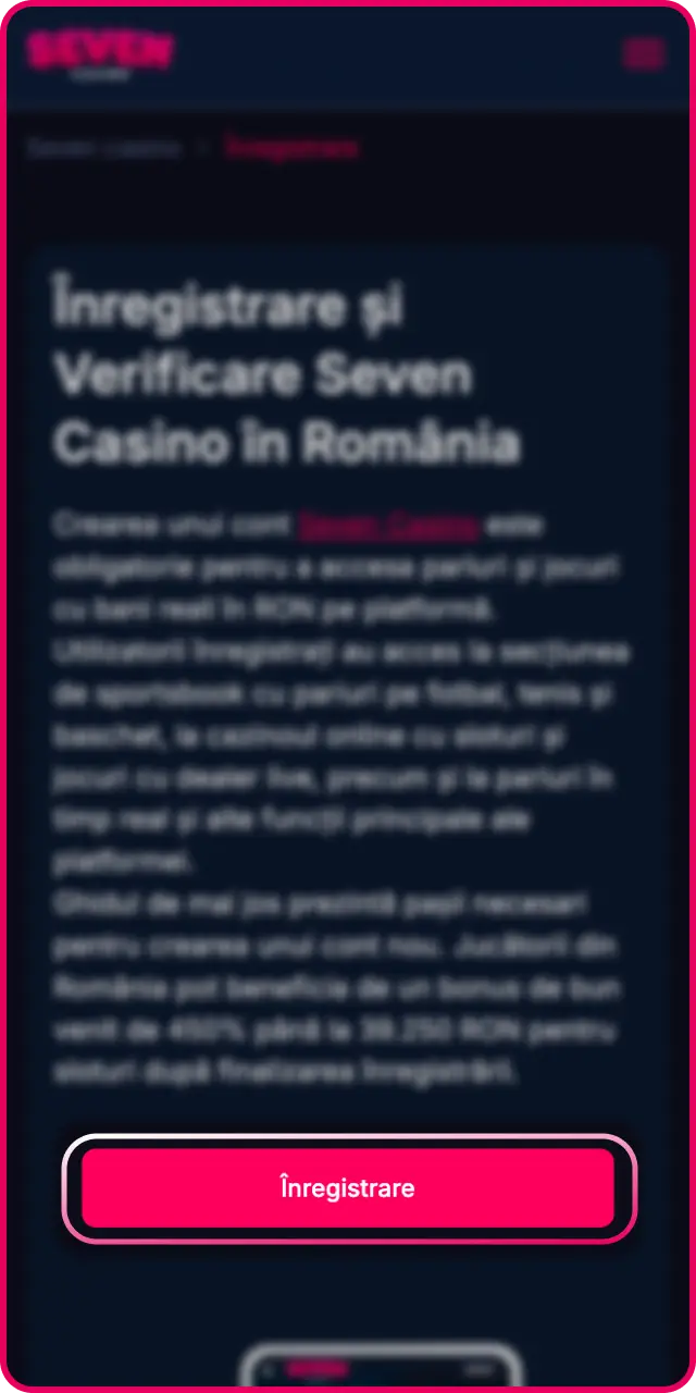 Accesați formularul de înregistrare pentru a deschide un cont pe Seven Casino.