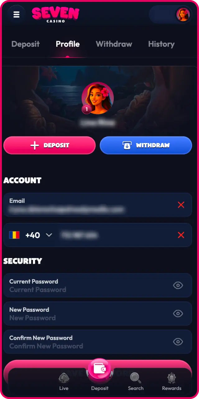 Verifică-ți identitatea prin trimiterea documentelor solicitate către platforma online Seven Casino.