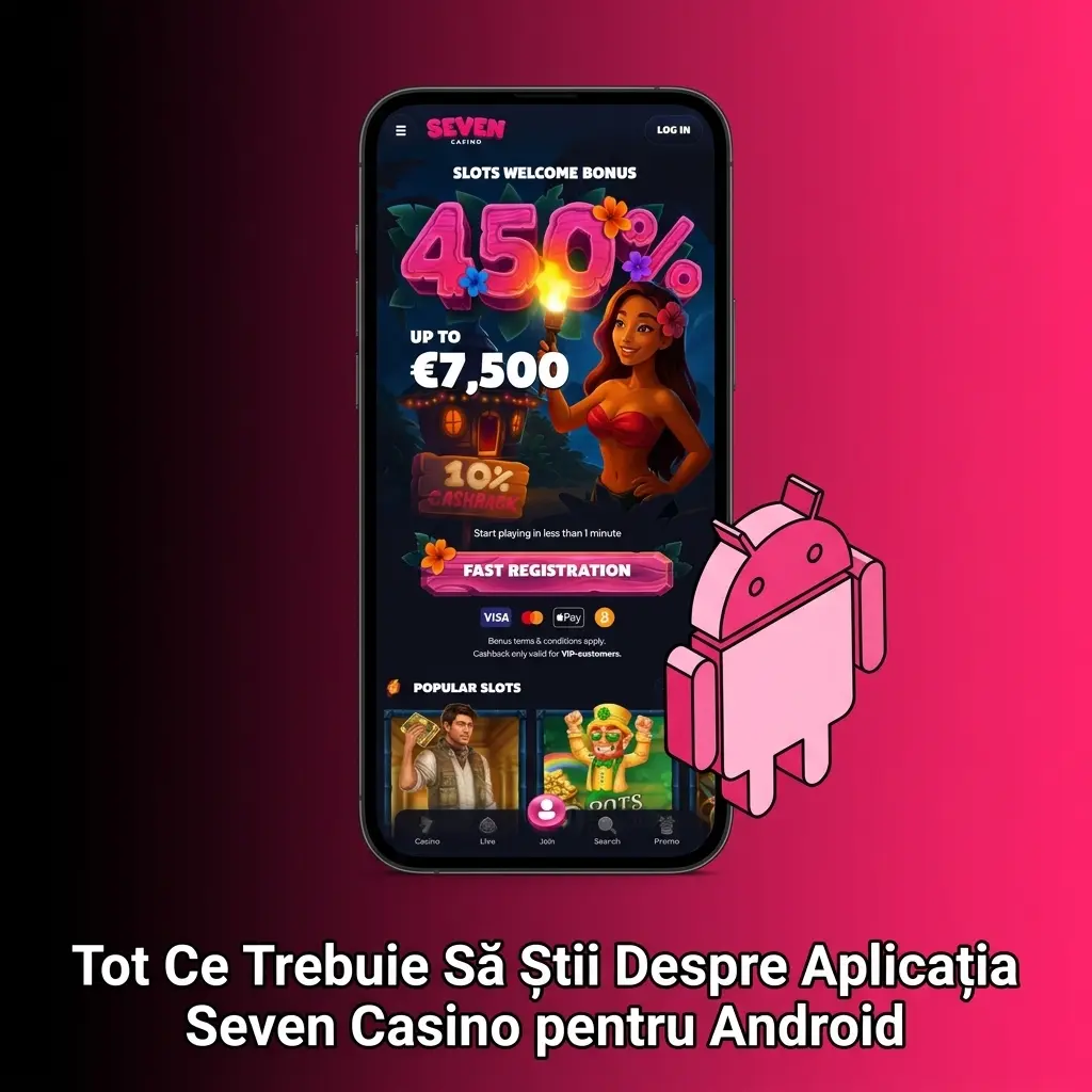 Aplicația Seven Casino pentru Android pe smartphone, compatibilă cu Samsung, Xiaomi, Motorola și alte dispozitive